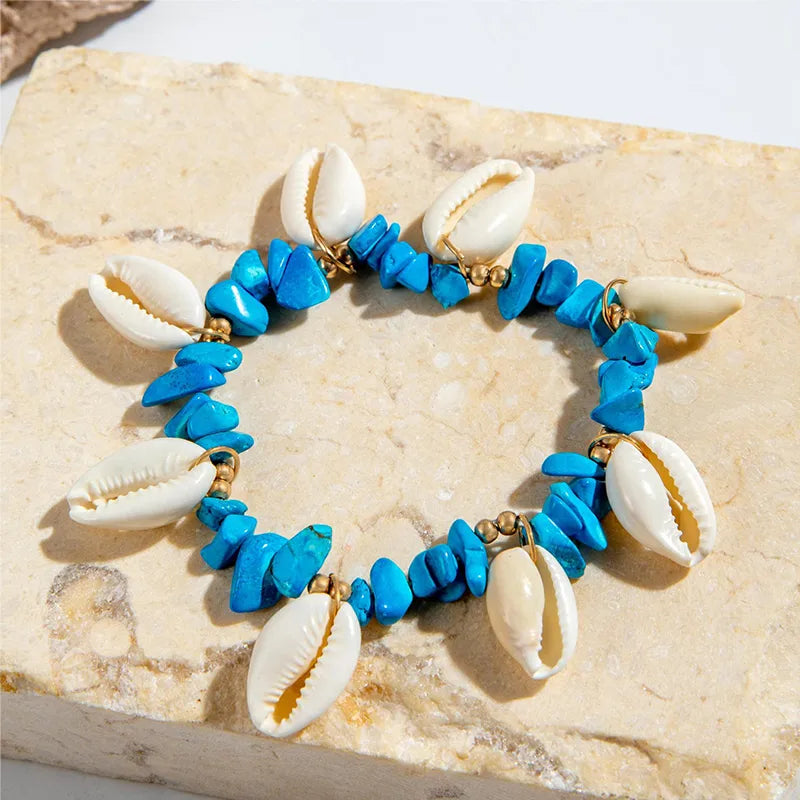 Hawaiian Vacation Modern Style Geometric Alloy Gravel Shell Wholesale Anklet