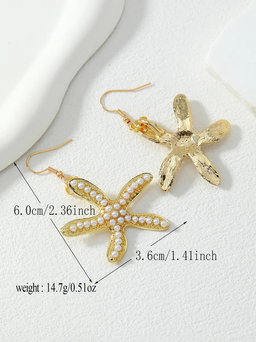 Hawaiian Vacation Starfish Conch Alloy Zinc Alloy Plating Inlay Artificial Pearls Shell Women'S Bracelets Earrings Necklace