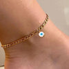 Hawaiian Vacation Tropical Cross Devil'S Eye Square Ferroalloy Copper Inlay Resin Zircon Women'S Anklet