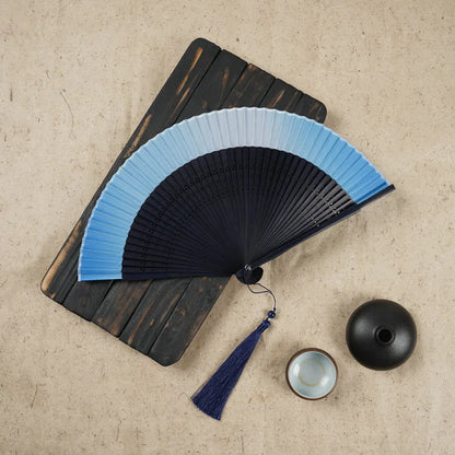 Head Green Fan Frame Bamboo Fan Hollow Silk Archaic Folding Fan Women'S Scenic Spot Chinese Style Gifts Folding Fan Printable Logo