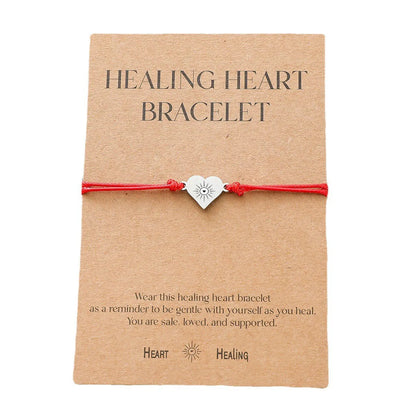 Healing Heart Bracelet European And American Stainless Steel Wax Wire Braided Bracelet