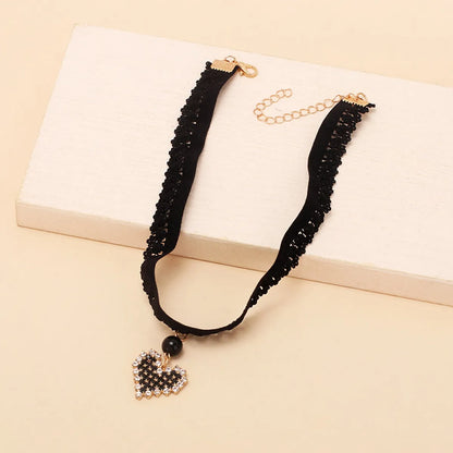 Heart Boots Mushroom Pendant Lace Choker Necklace Set