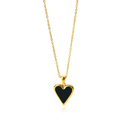 Heart Female Design Enamel Pendant Retro Fashion Simple Clavicle Metal Necklace