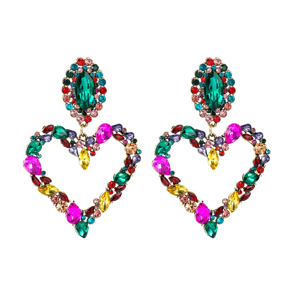 Heart-shaped Alloy Full Diamond Earrings S925 Silver