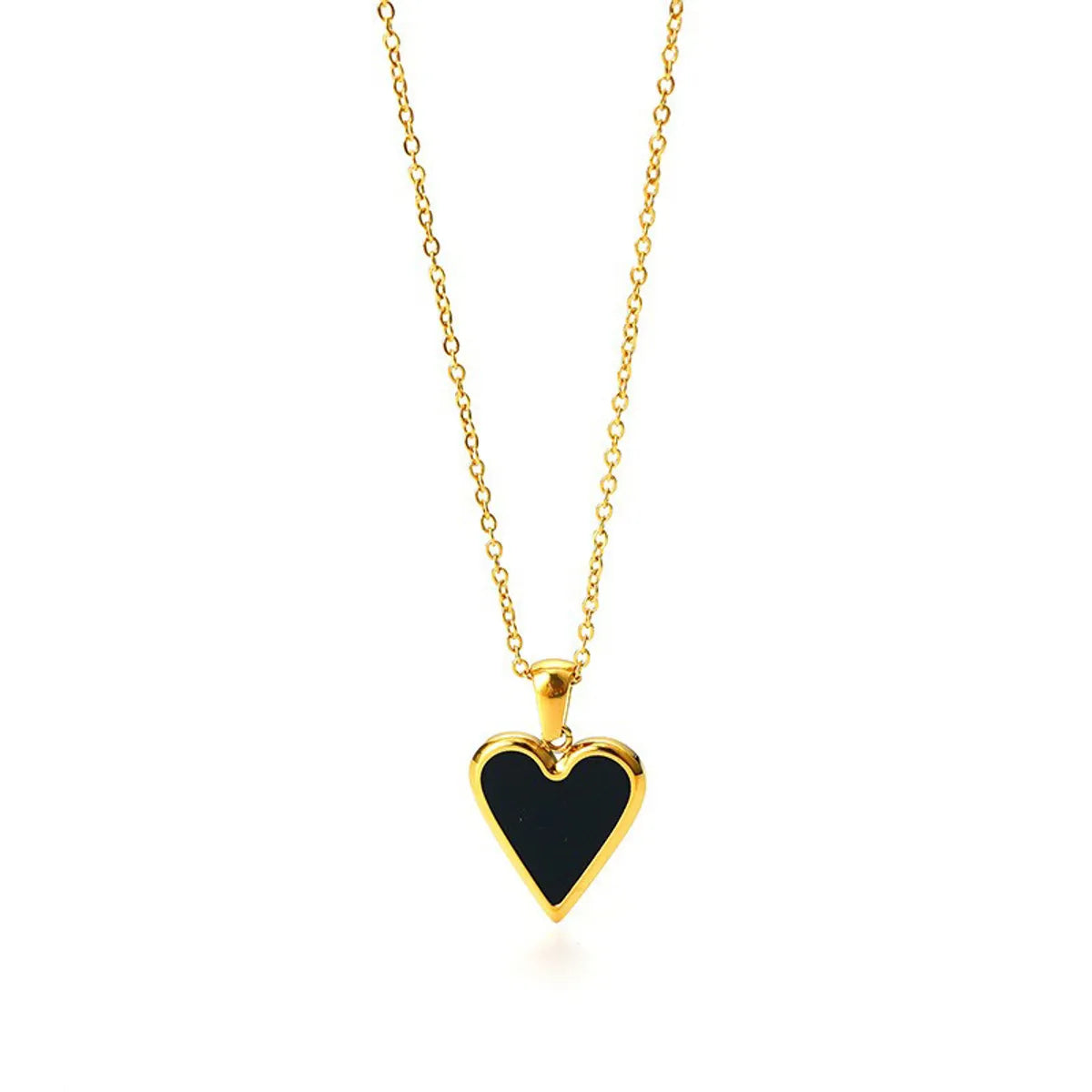 Heart Shaped Enamel Fashion Retro Pendant Simple Titanium Steel Clavicle Necklace