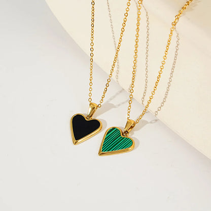 Heart Shaped Enamel Fashion Retro Pendant Simple Titanium Steel Clavicle Necklace