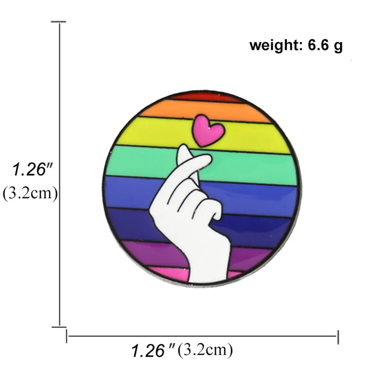 Heart-Shaped Rainbow Pride Gay Cartoon Colorful Banner Alloy Brooch