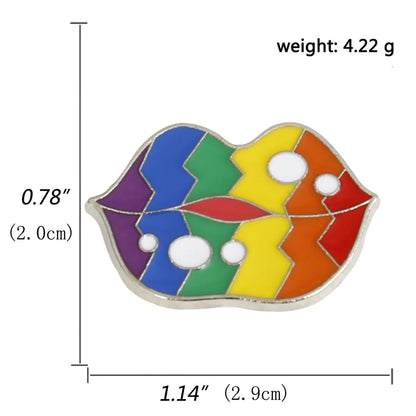 Heart-Shaped Rainbow Pride Gay Cartoon Colorful Banner Alloy Brooch