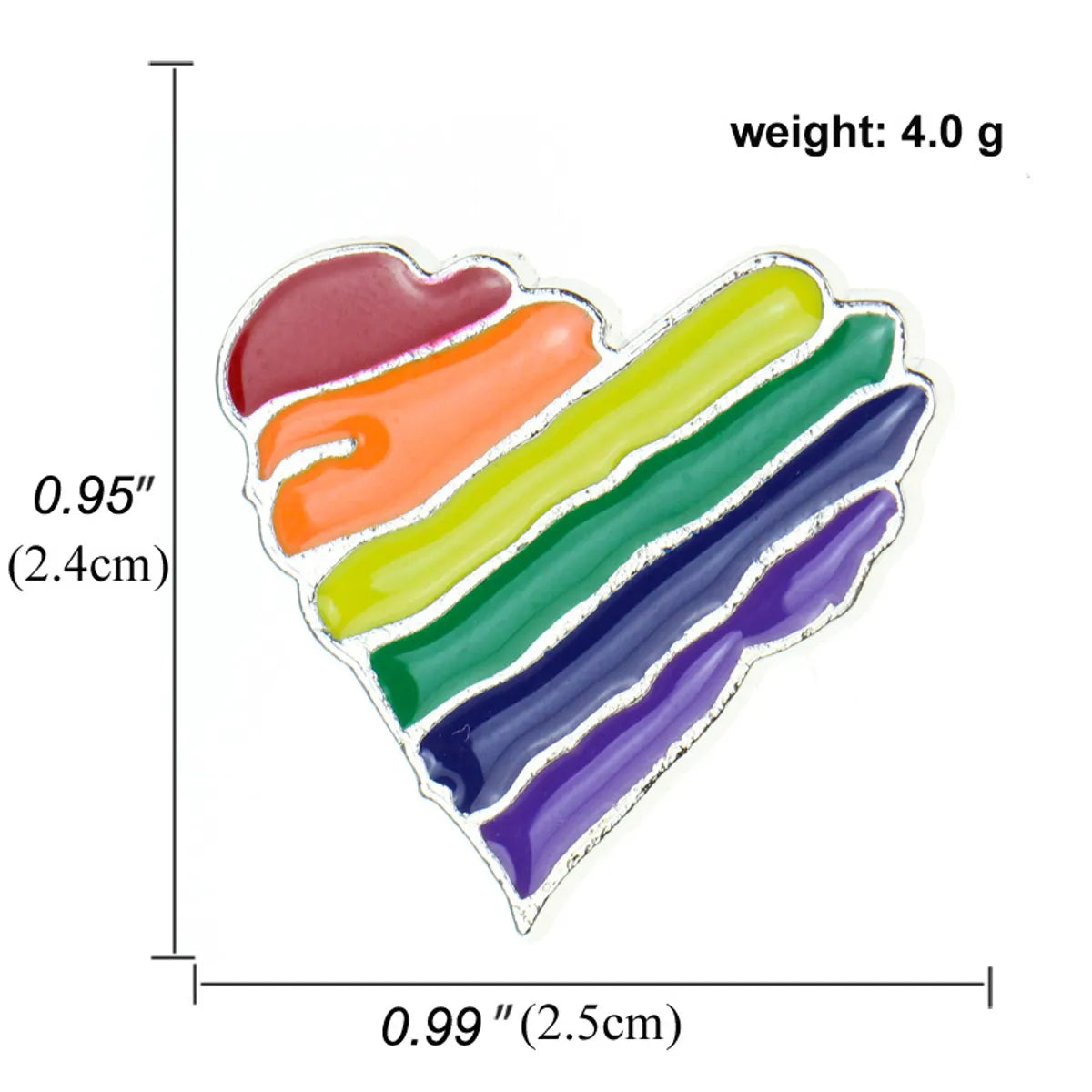 Heart-Shaped Rainbow Pride Gay Cartoon Colorful Banner Alloy Brooch