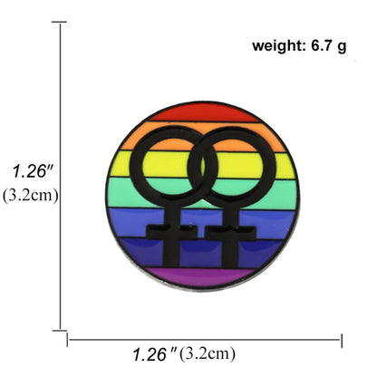 Heart-Shaped Rainbow Pride Gay Cartoon Colorful Banner Alloy Brooch