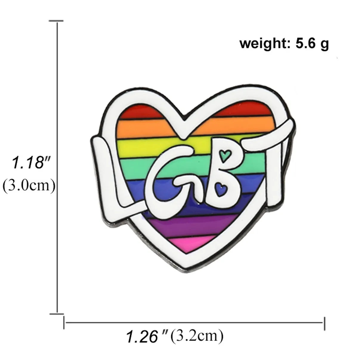 Heart-Shaped Rainbow Pride Gay Cartoon Colorful Banner Alloy Brooch