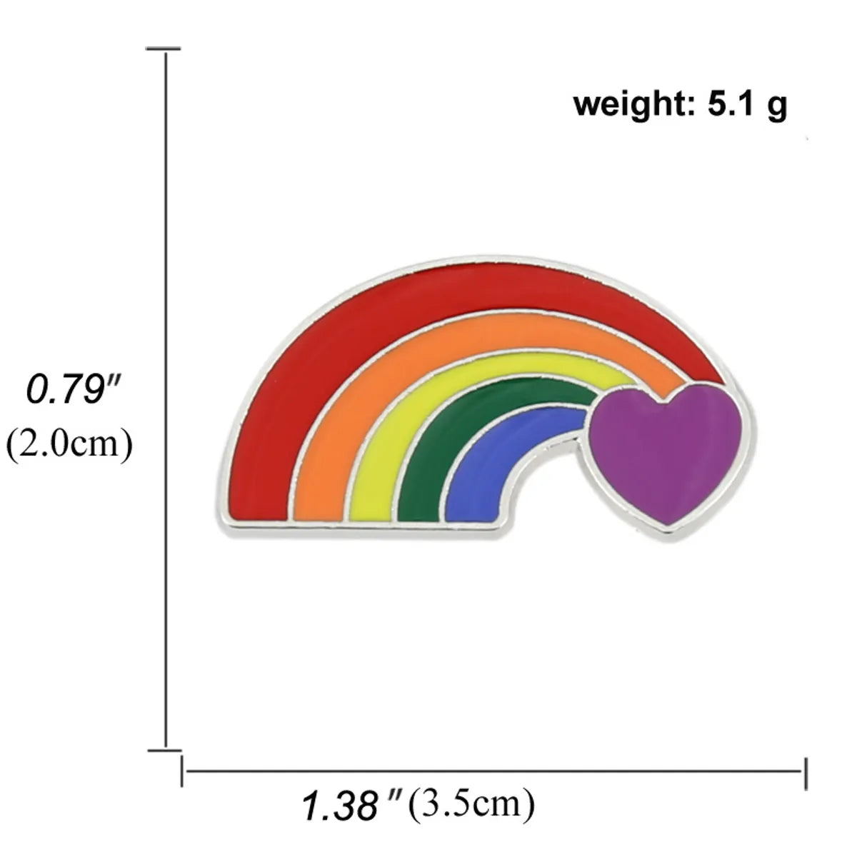 Heart-Shaped Rainbow Pride Gay Cartoon Colorful Banner Alloy Brooch