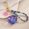 Heart-Shaped Sequins Quicksand Flower Pendant Keychain Wholesale Nihaojewelry