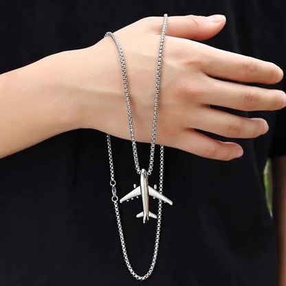 Hip-Hop Airplane Alloy Titanium Steel Plating Men'S Pendant Necklace