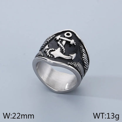 Hip-Hop Anchor 304 Stainless Steel Plating 14K Gold Plated Men'S Rings