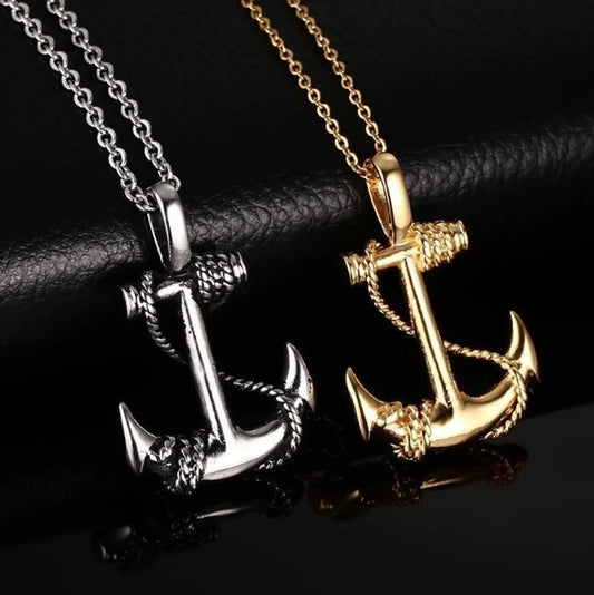 Hip-Hop Anchor Stainless Steel Alloy Plating Men'S Necklace 1 Piece