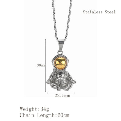 Hip-Hop Astronaut 304 Stainless Steel Plating 18K Gold Plated Men'S Pendant Necklace