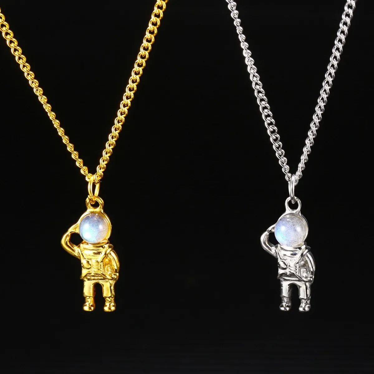 Hip-Hop Astronaut 304 Stainless Steel Plating 18K Gold Plated Men'S Pendant Necklace