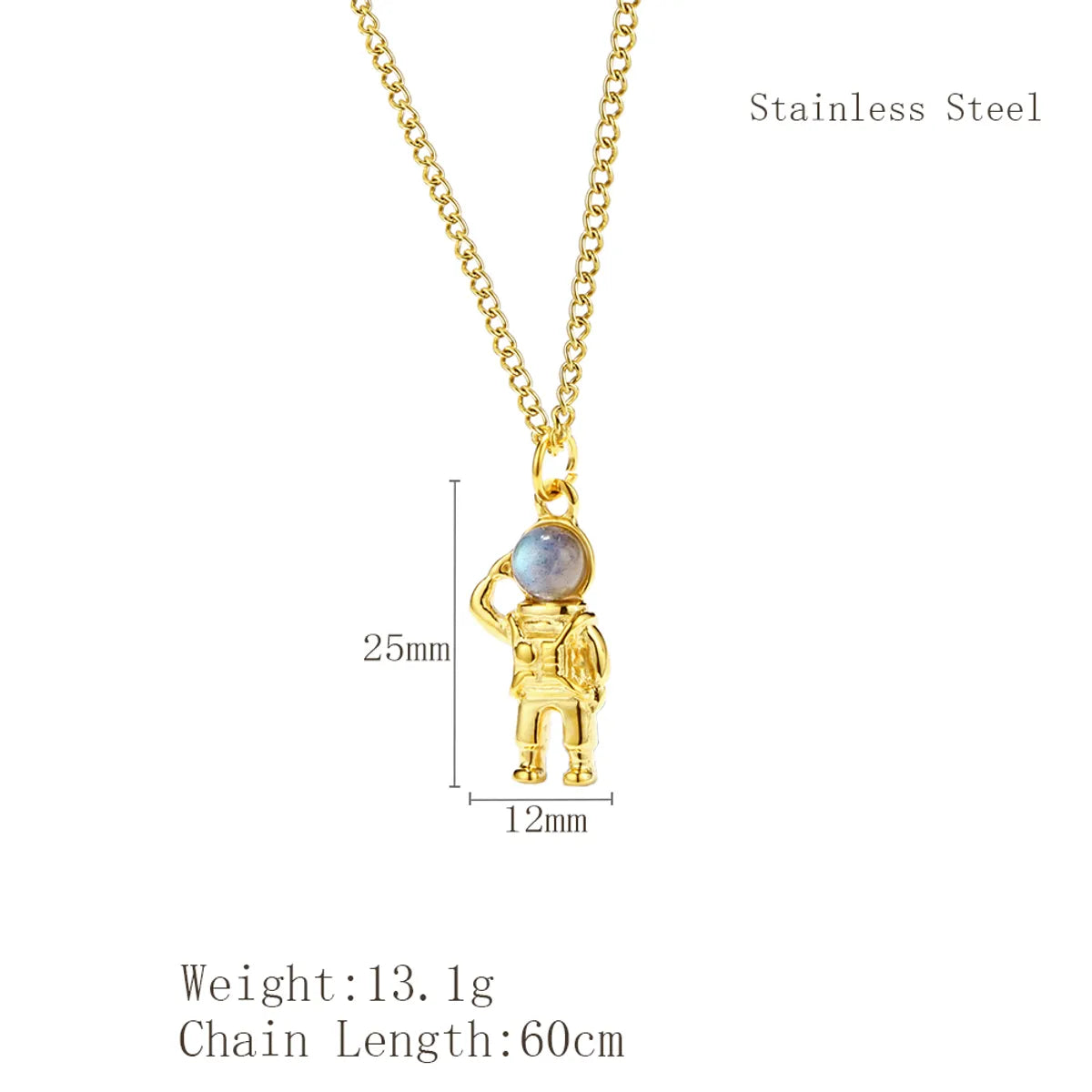 Hip-Hop Astronaut 304 Stainless Steel Plating 18K Gold Plated Men'S Pendant Necklace