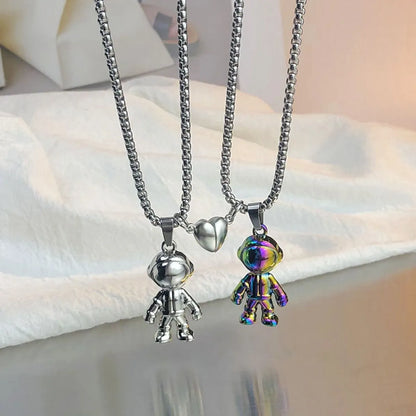 Hip-hop Astronaut Stainless Steel Alloy Couple Pendant Necklace