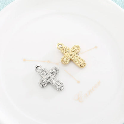 1 Piece Stainless Steel 18K Gold Plated Cross