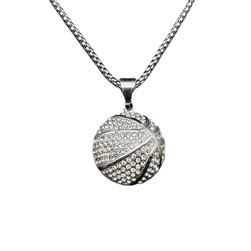 Hip-Hop Basketball Stainless Steel Plating Inlay Artificial Diamond Unisex Necklace Necklace Pendant