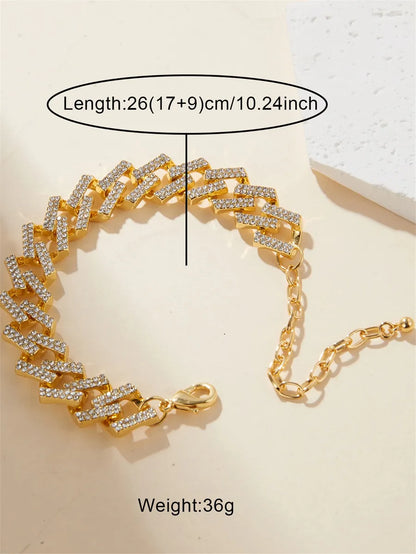 Hip-Hop Beach Geometric Alloy Inlay Rhinestones 18K Gold Plated Unisex Anklet