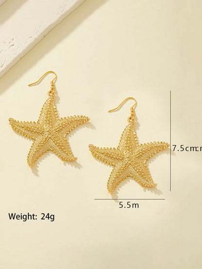 Hip-Hop Beach Korean Style Starfish Alloy Plating Women'S Drop Earrings