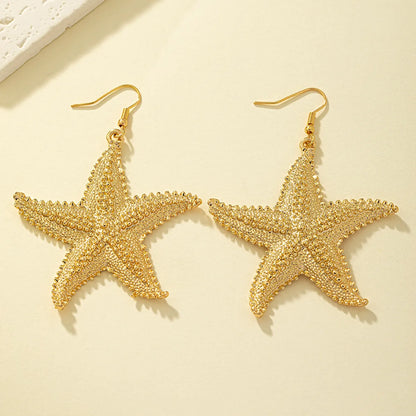 Hip-Hop Beach Korean Style Starfish Alloy Plating Women'S Drop Earrings