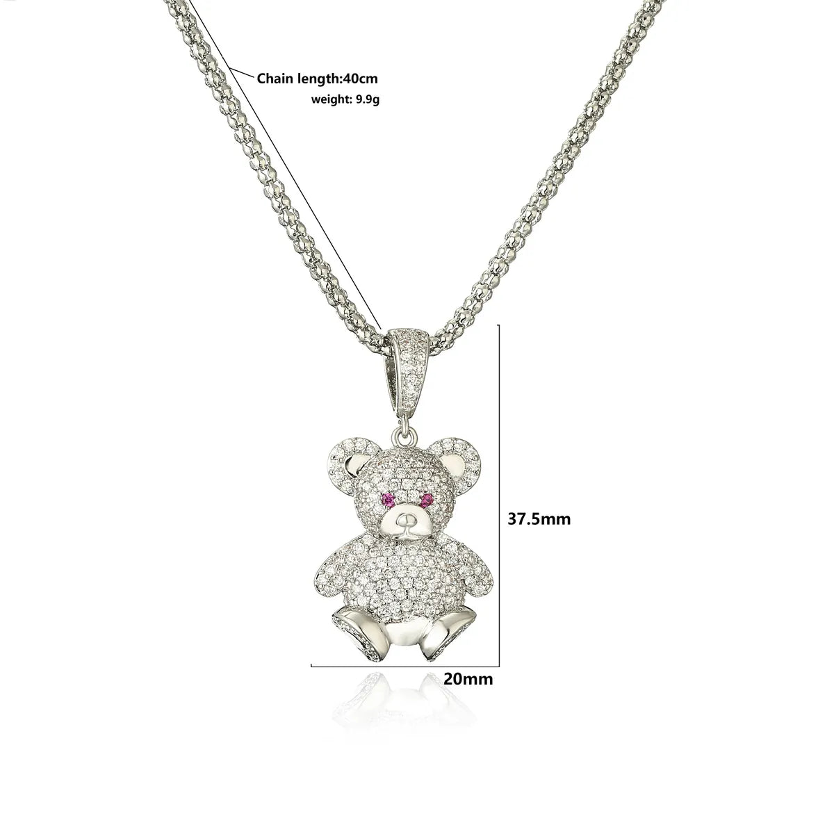 Hip-hop Bear Copper Inlay Zircon Pendant Necklace