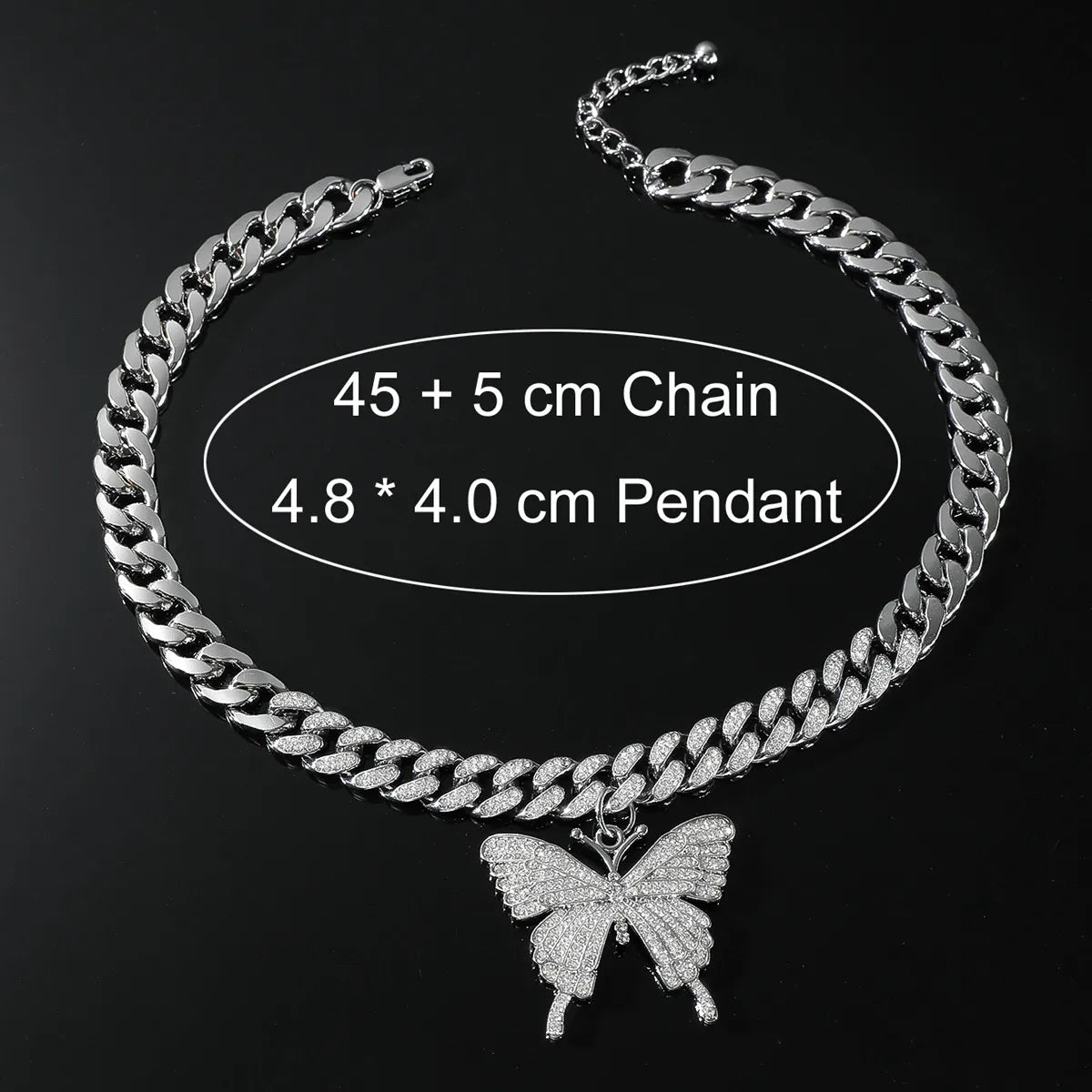 Hip-hop Butterfly Zircon Alloy Wholesale Pendant Necklace