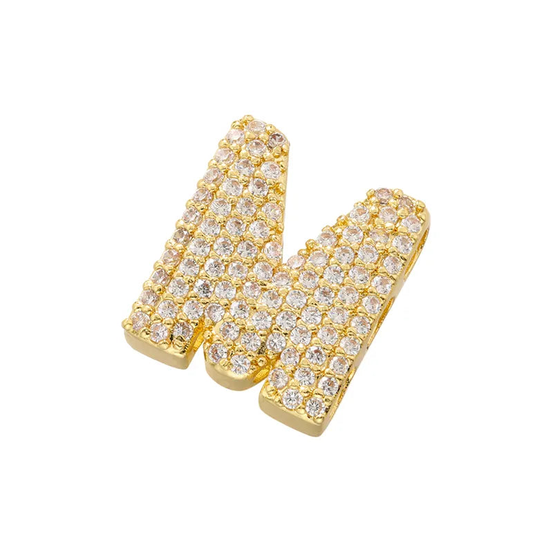 Hip-Hop Classic Style Letter Copper Plating Inlay Zircon 18k Gold Plated Birthday Women'S Charms