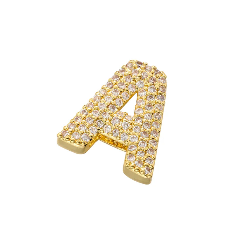 Hip-Hop Classic Style Letter Copper Plating Inlay Zircon 18k Gold Plated Birthday Women'S Charms