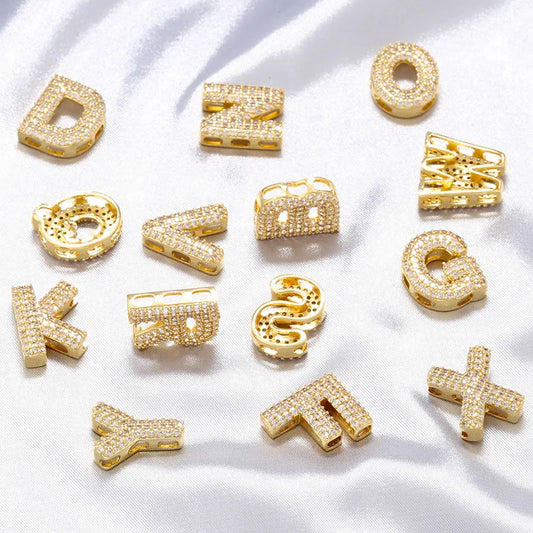 Hip-Hop Classic Style Letter Copper Plating Inlay Zircon 18k Gold Plated Birthday Women'S Charms