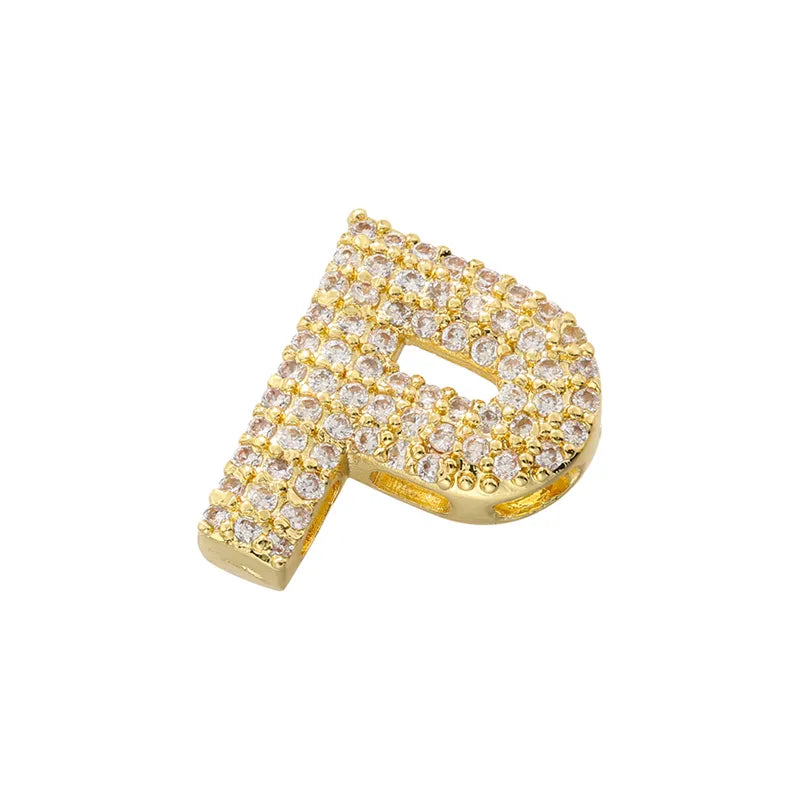 Hip-Hop Classic Style Letter Copper Plating Inlay Zircon 18k Gold Plated Birthday Women'S Charms