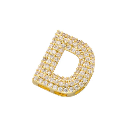 Hip-Hop Classic Style Letter Copper Plating Inlay Zircon 18k Gold Plated Birthday Women'S Charms