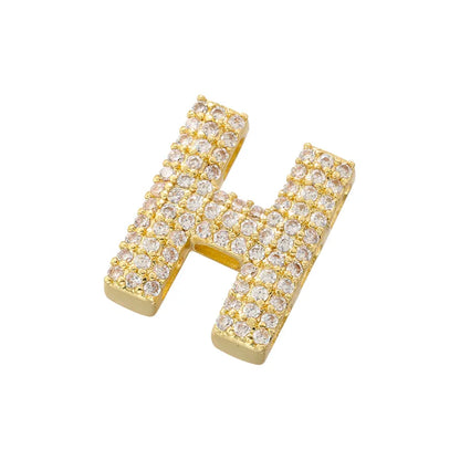 Hip-Hop Classic Style Letter Copper Plating Inlay Zircon 18k Gold Plated Birthday Women'S Charms