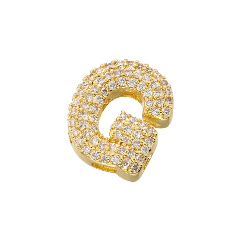 Hip-Hop Classic Style Letter Copper Plating Inlay Zircon 18k Gold Plated Birthday Women'S Charms