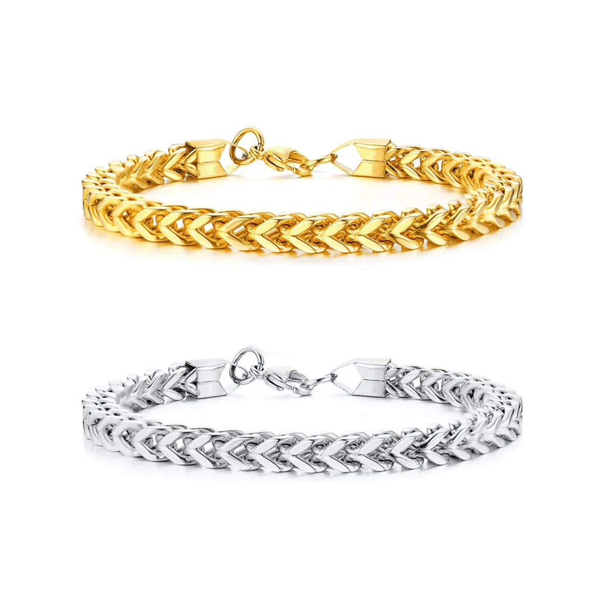 Hip-hop Classic Style Solid Color Stainless Steel 18k Gold Plated Bracelets In Bulk