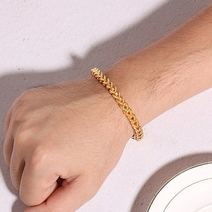 Hip-hop Classic Style Solid Color Stainless Steel 18k Gold Plated Bracelets In Bulk