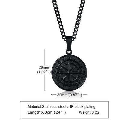 Hip-Hop Coin Titanium Steel Men'S Pendant Necklace