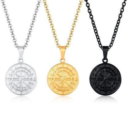 Hip-Hop Coin Titanium Steel Men'S Pendant Necklace