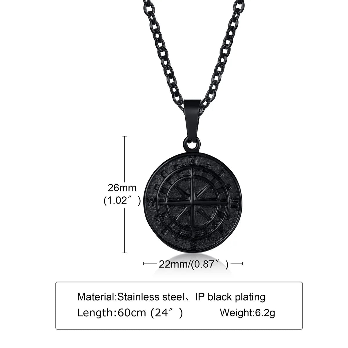 Hip-Hop Coin Titanium Steel Men'S Pendant Necklace