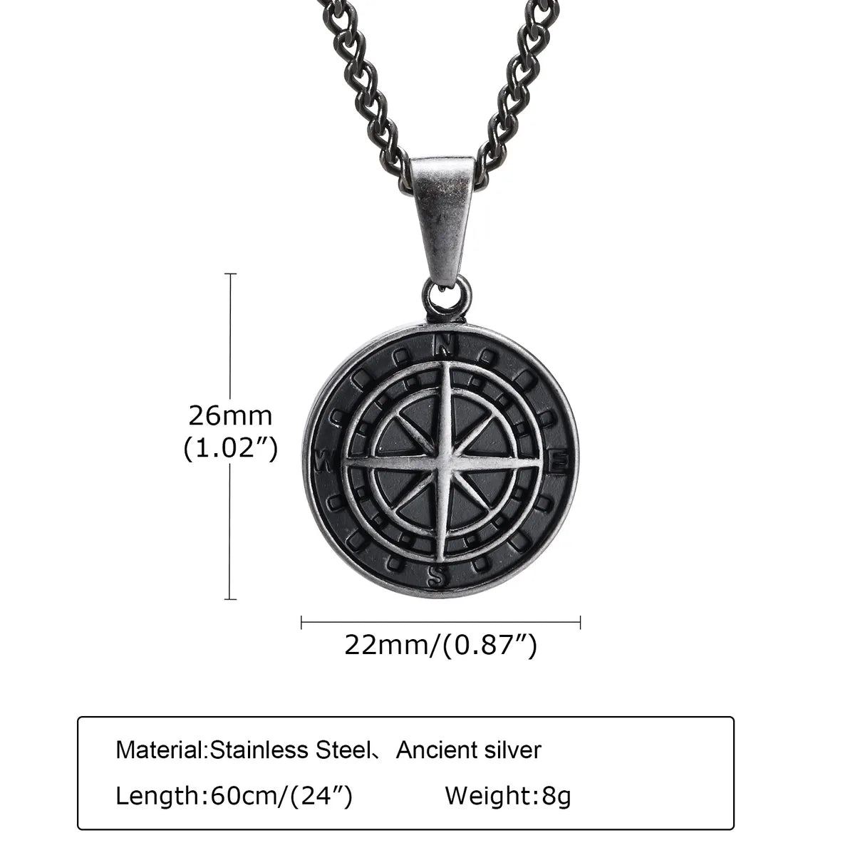 Hip-Hop Coin Titanium Steel Men'S Pendant Necklace