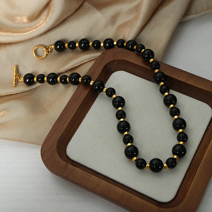 Hip-hop Color Block Agate 18k Gold Plated Necklace In Bulk