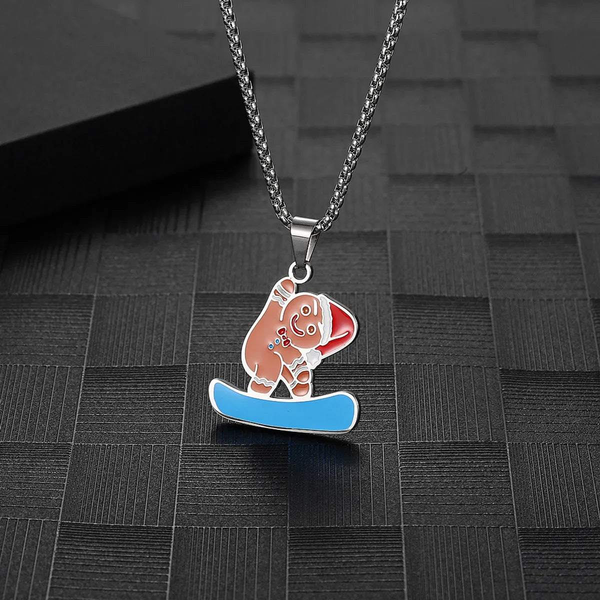 Hip-hop Color Block Stainless Steel Enamel Pendant Necklace