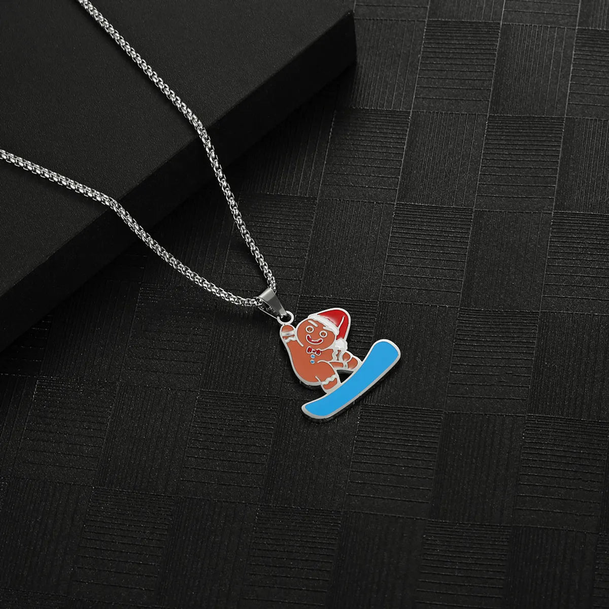 Hip-hop Color Block Stainless Steel Enamel Pendant Necklace