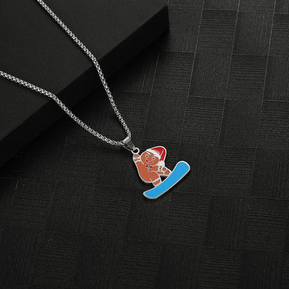 Hip-hop Color Block Stainless Steel Enamel Pendant Necklace