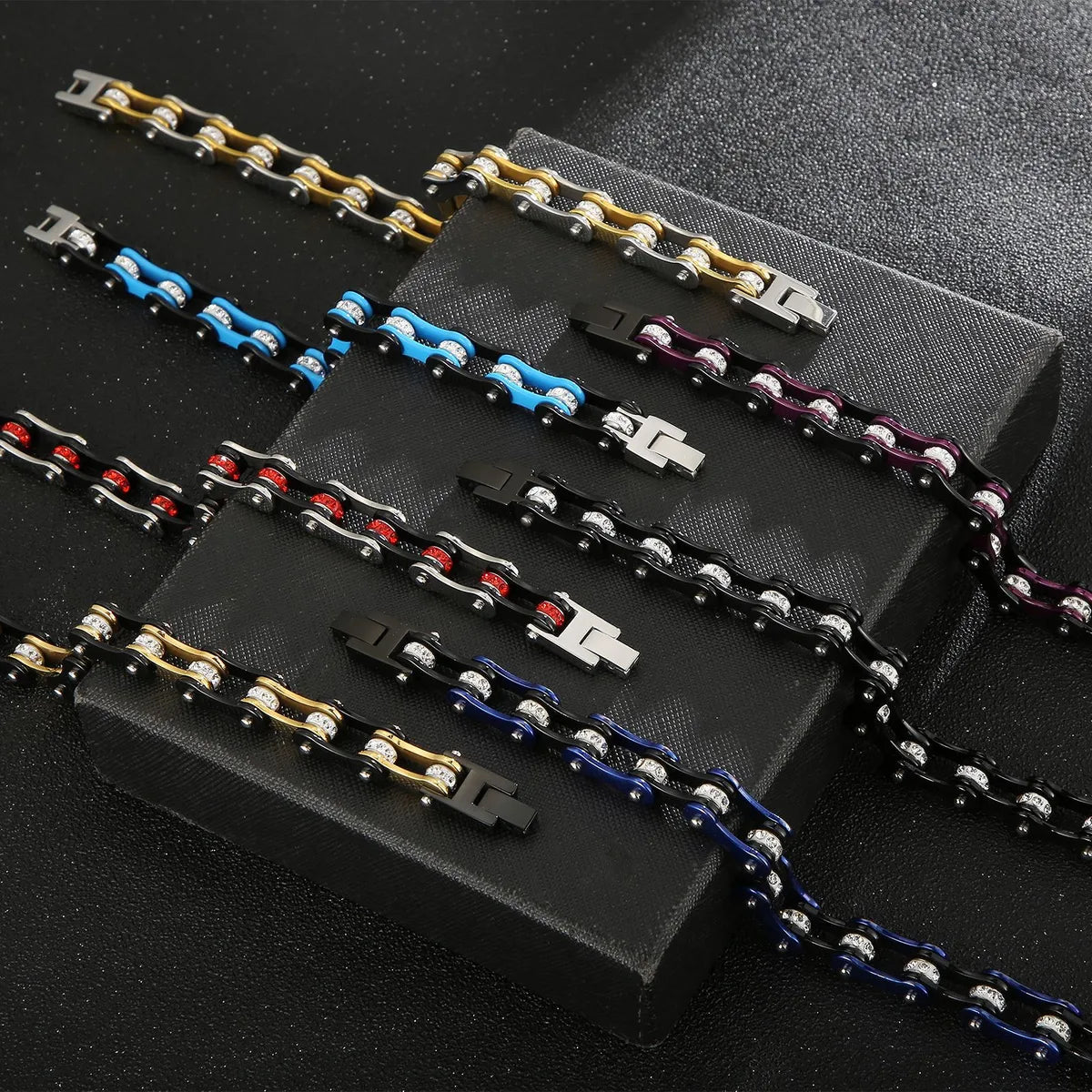 Hip-Hop Color Block Titanium Steel Irregular 18K Gold Plated Men'S Bracelets