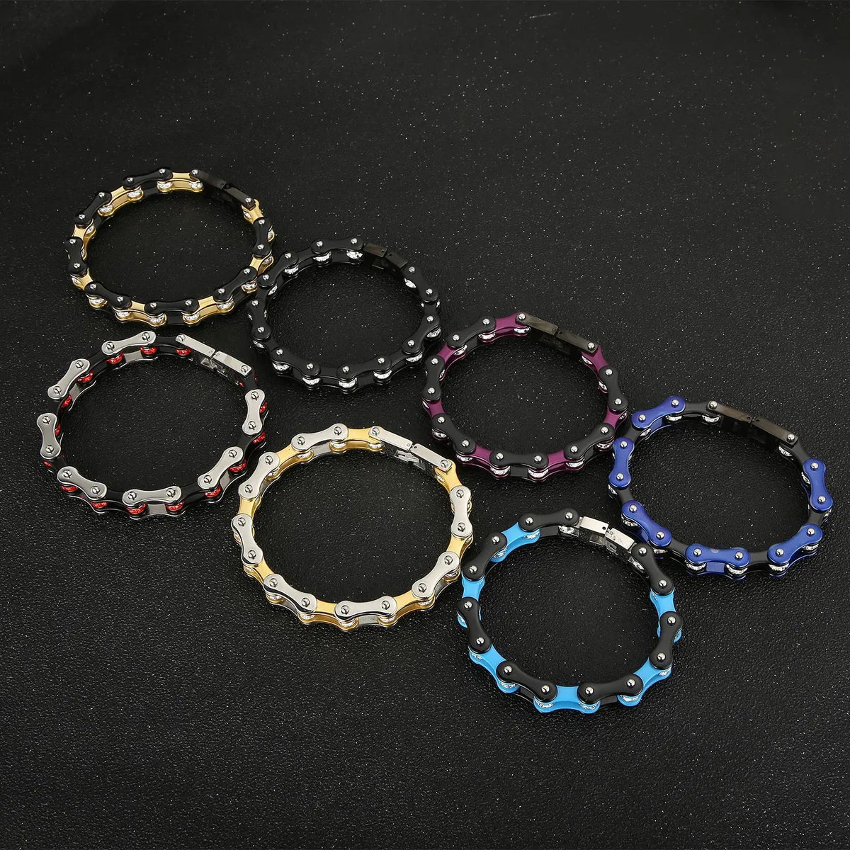 Hip-Hop Color Block Titanium Steel Irregular 18K Gold Plated Men'S Bracelets